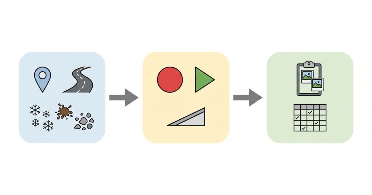 4WDの要否判断に必要な条件セット作成の流れを示す図解