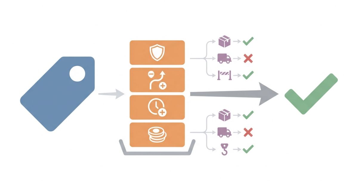 4tトラックの格安は表示価格ではなく条件込み総額で決まる判断軸を示す文字なし図解