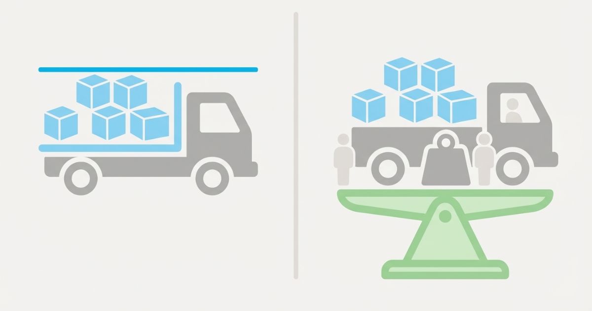 積載量と車両総重量の違いを図形だけで整理した比較イメージ図