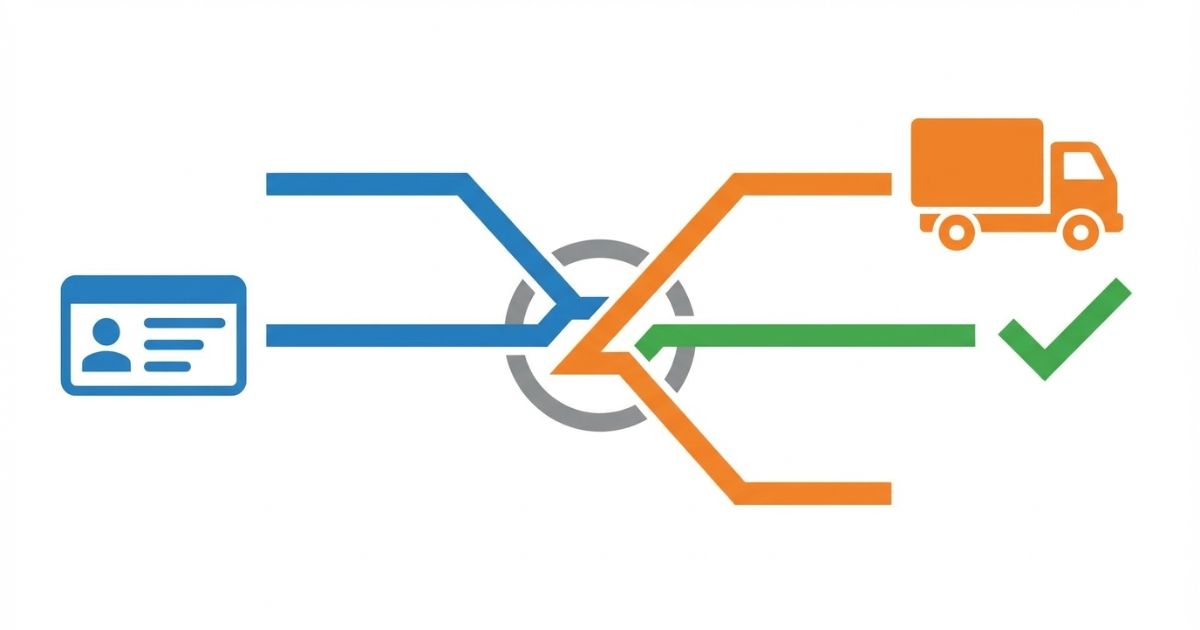 免許条件と4tトラックの車両条件を照合して判断する関係性を示した図解
