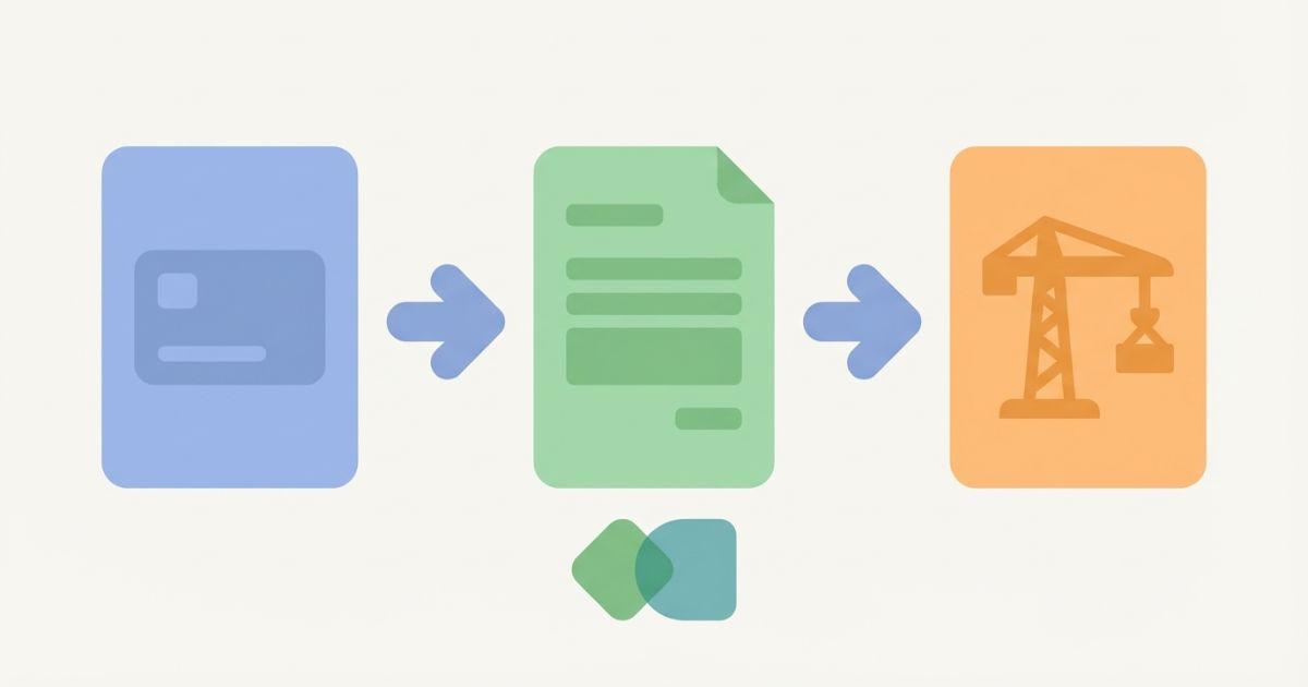 免許→車検証→ユニック作業資格の確認順を示すフロー図解