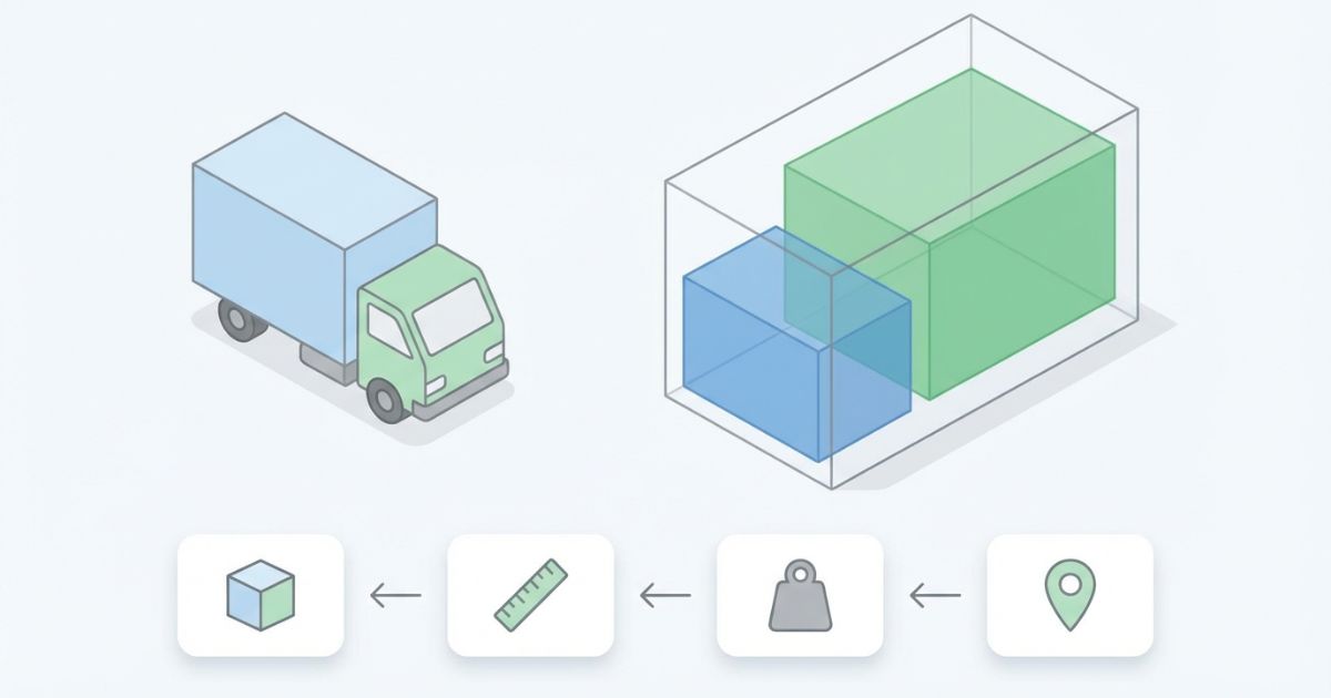 4tトラックの立米目安レンジと手配判断の流れを図解したイメージ