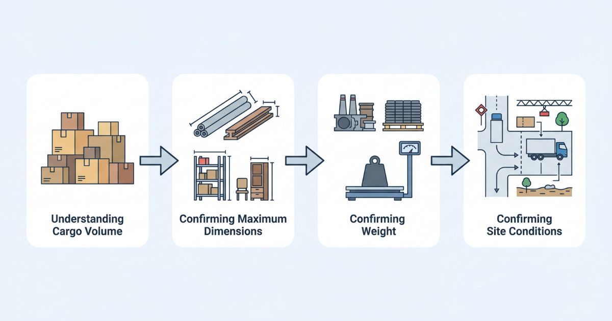 4tトラック手配前の確認順を示したフロー図