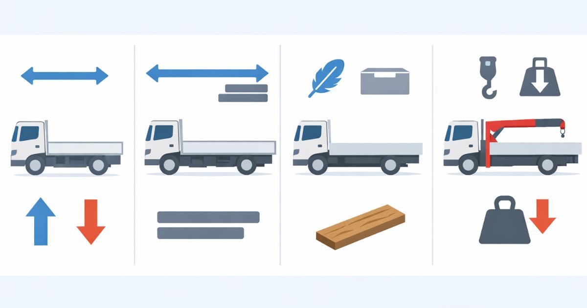 4tトラックの仕様差で積載条件が変わることを比較した図解