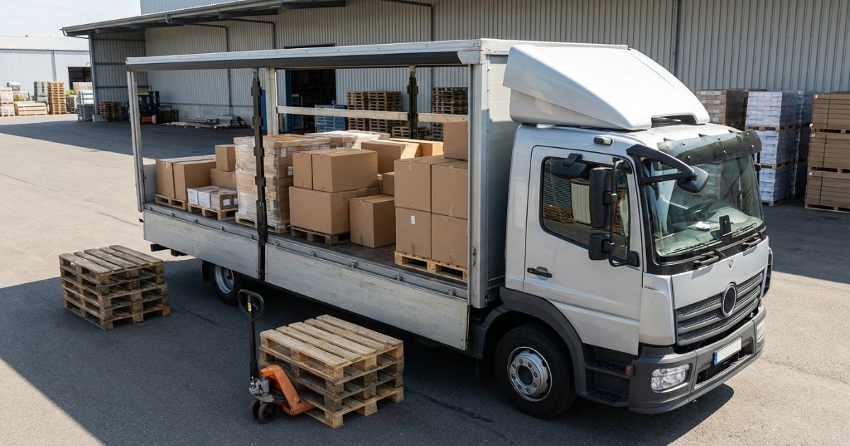 4tトラックの荷台に荷物を積む現場のイメージ（立米と重量の両方を確認するテーマ）