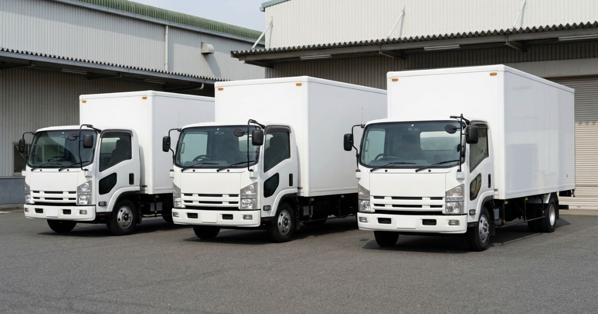 4tトラックの標準・ロング・ワイドの違いが分かる寸法比較イメージ