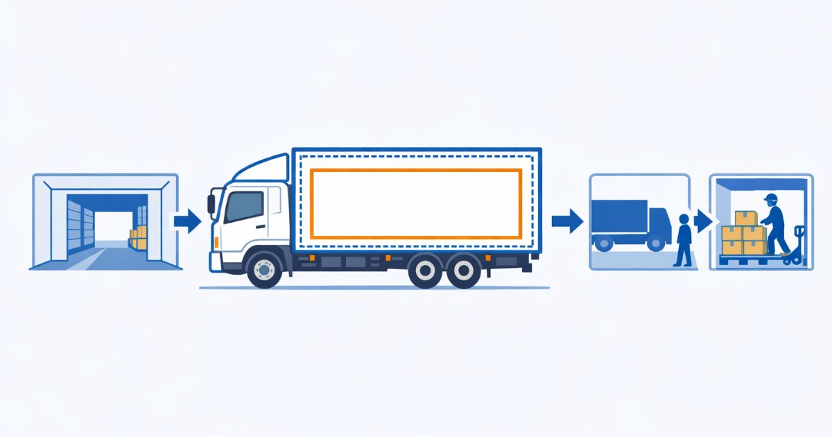 4tトラックの寸法図で外形寸法と荷台内寸を切り分けて判断する図解