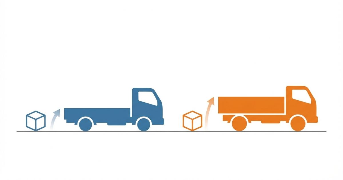 4t低床トラックと高床トラックの荷台高さと作業性の違いを示す図解