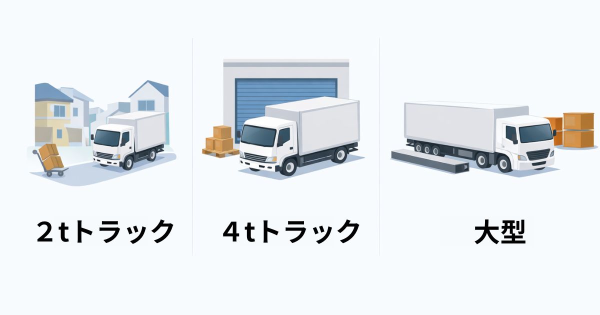 2t・4t・大型トラックの使い分けを比較した図解