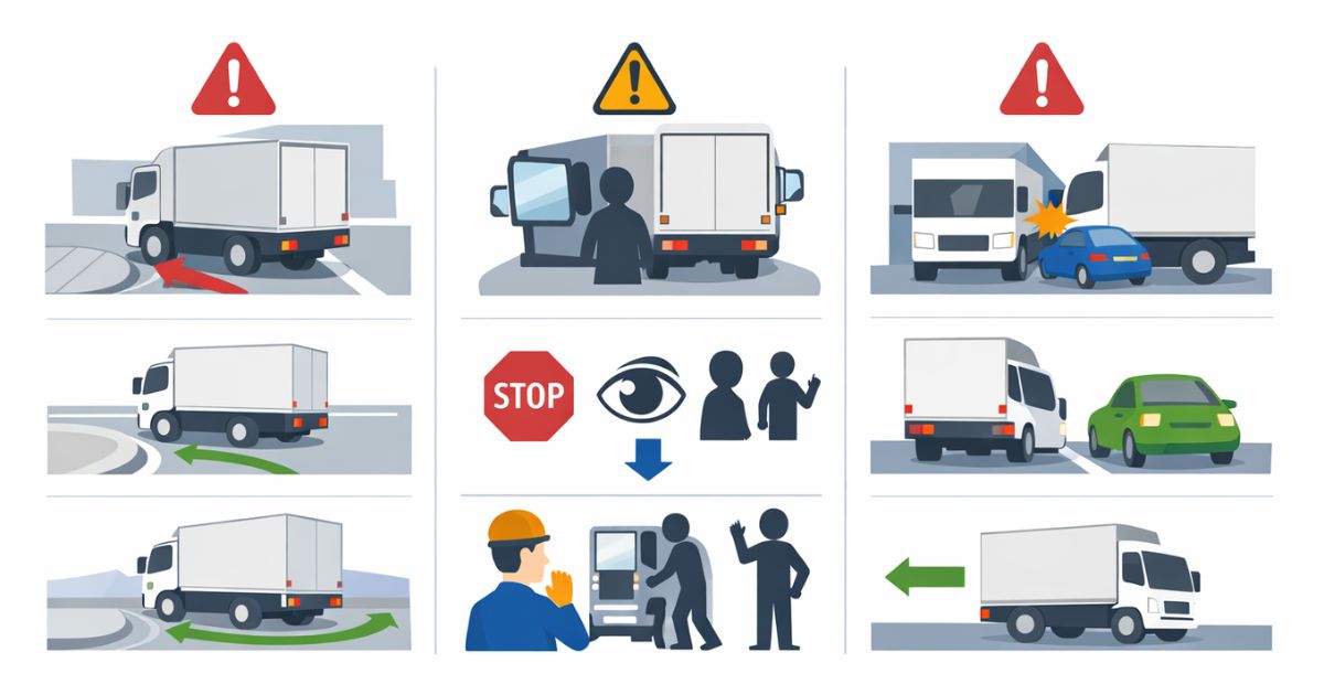 4tトラック運転で起きやすい失敗例と回避行動を整理した図解