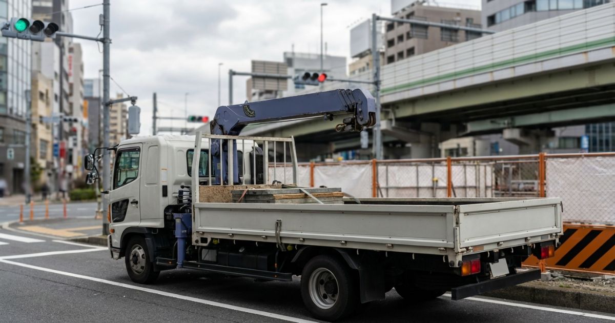 4tユニックのチャーター手配で距離と時間の影響を直感的に伝える現場移動シーンの写真