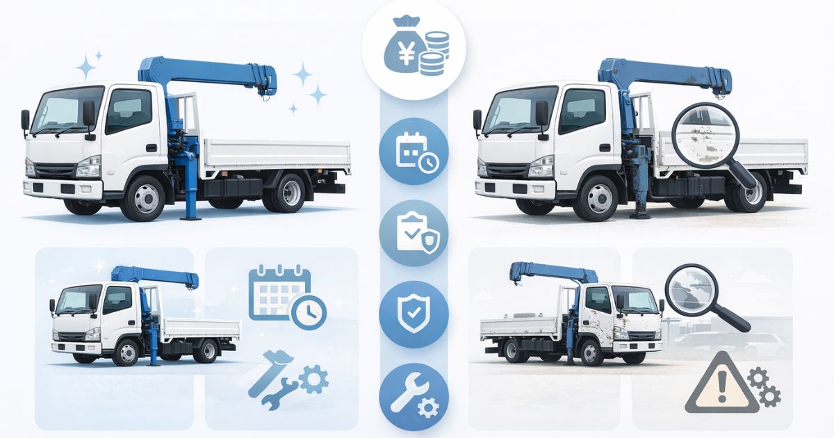 4tユニックの新車と中古の違いを整理した比較図