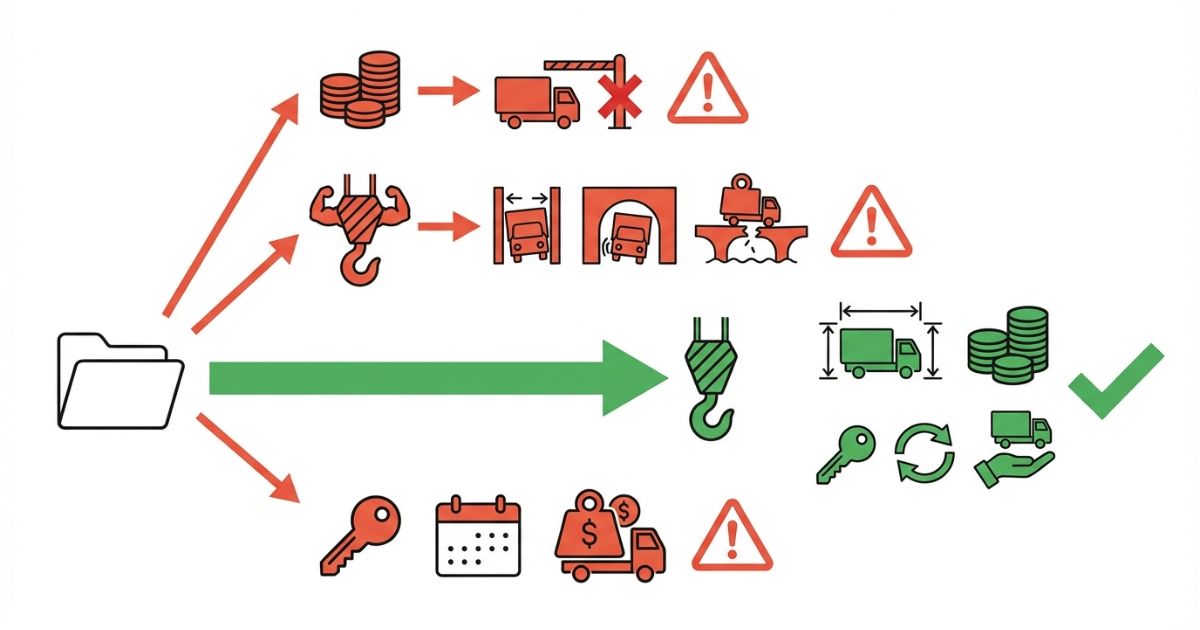  4tユニックを費用や性能だけで先に決めると安いが使えない強いが入れない買ったが稼働不足になる失敗分岐の図解