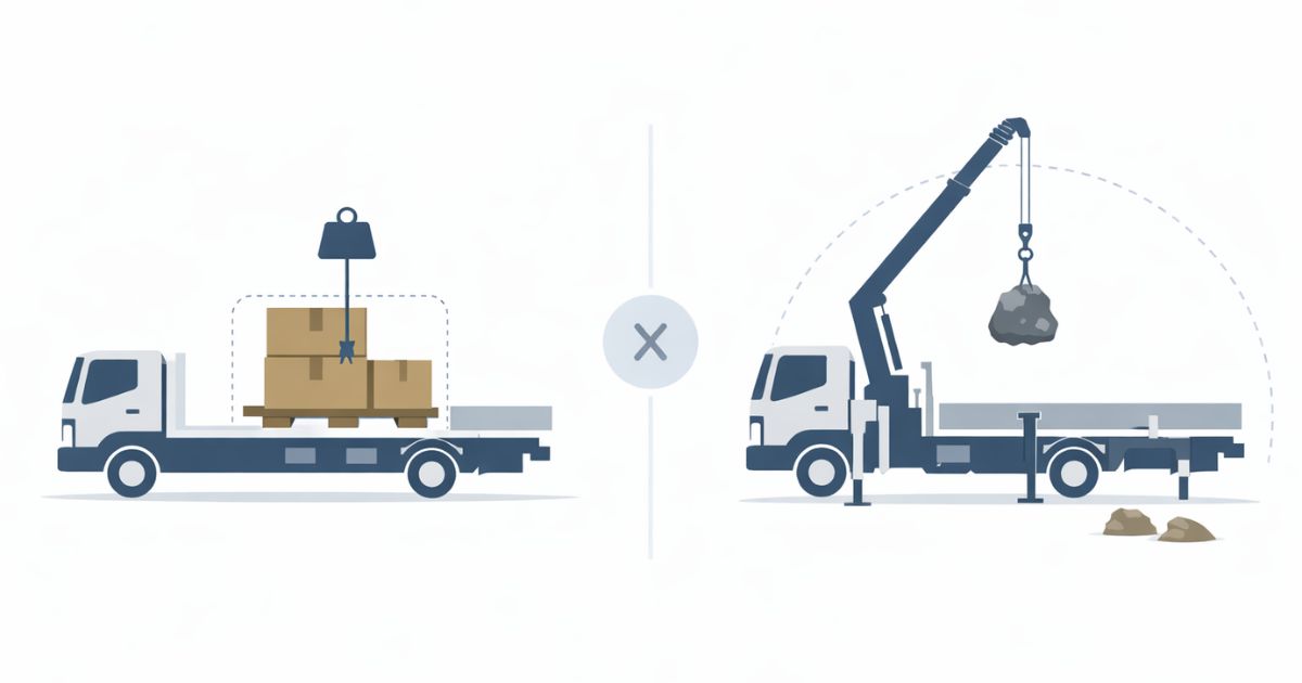 4tユニックの積載と吊り能力の違いを比較した図解