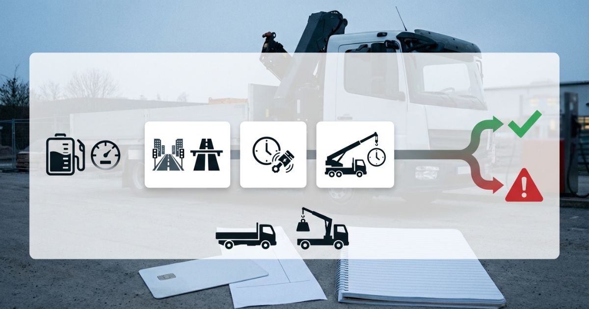 4tユニックの燃費は運用条件で幅が出るためレンジで許容可否を判断する考え方の図解