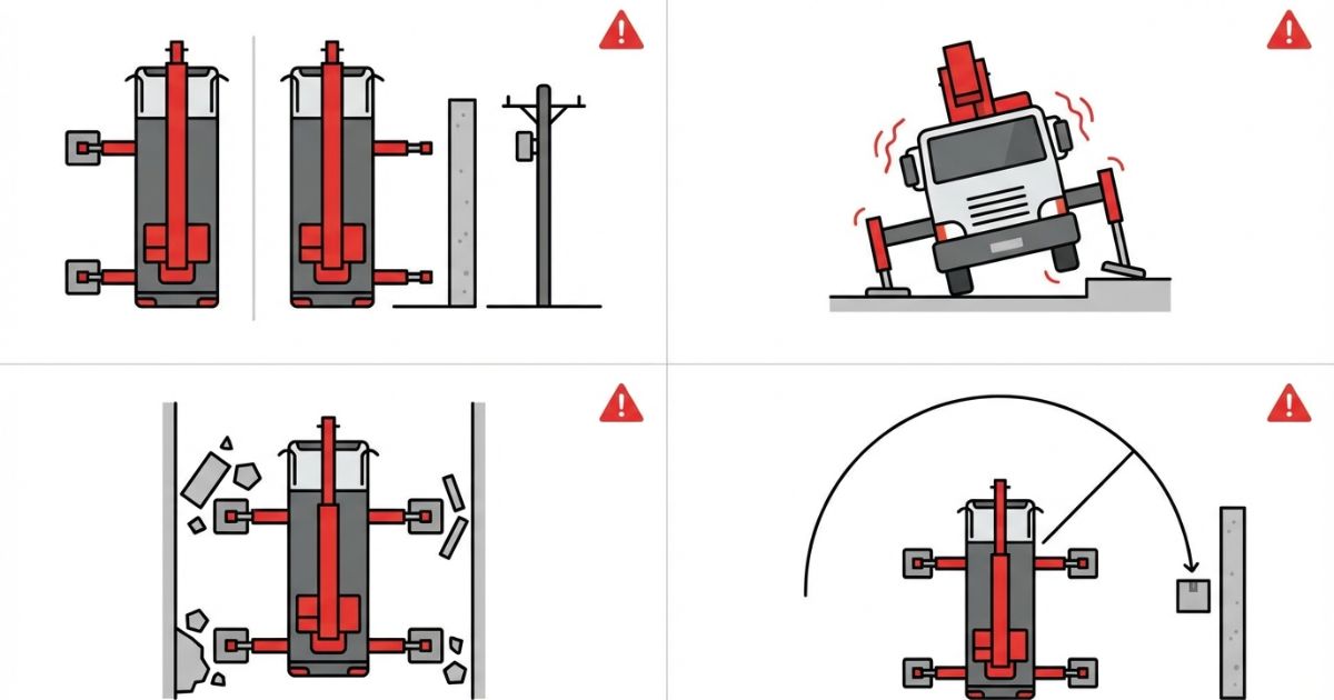 4tユニックのアウトリガー設置で起きやすい失敗例とリスクを可視化した図解