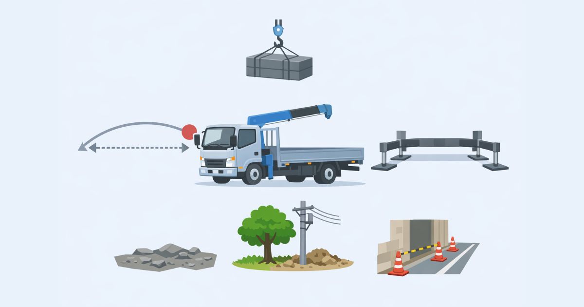 4tユニックの作業半径判断で確認する4つの要素を整理した図解