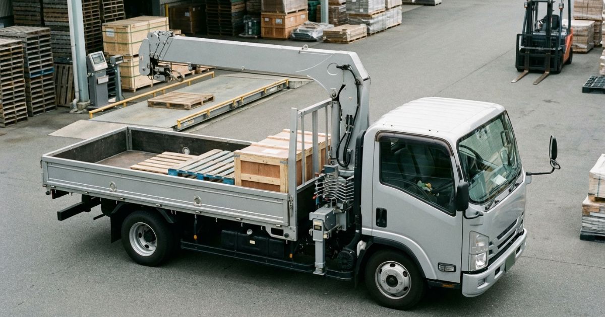 4tユニックはクレーン装着で最大積載量が減ることが直感で伝わる写真