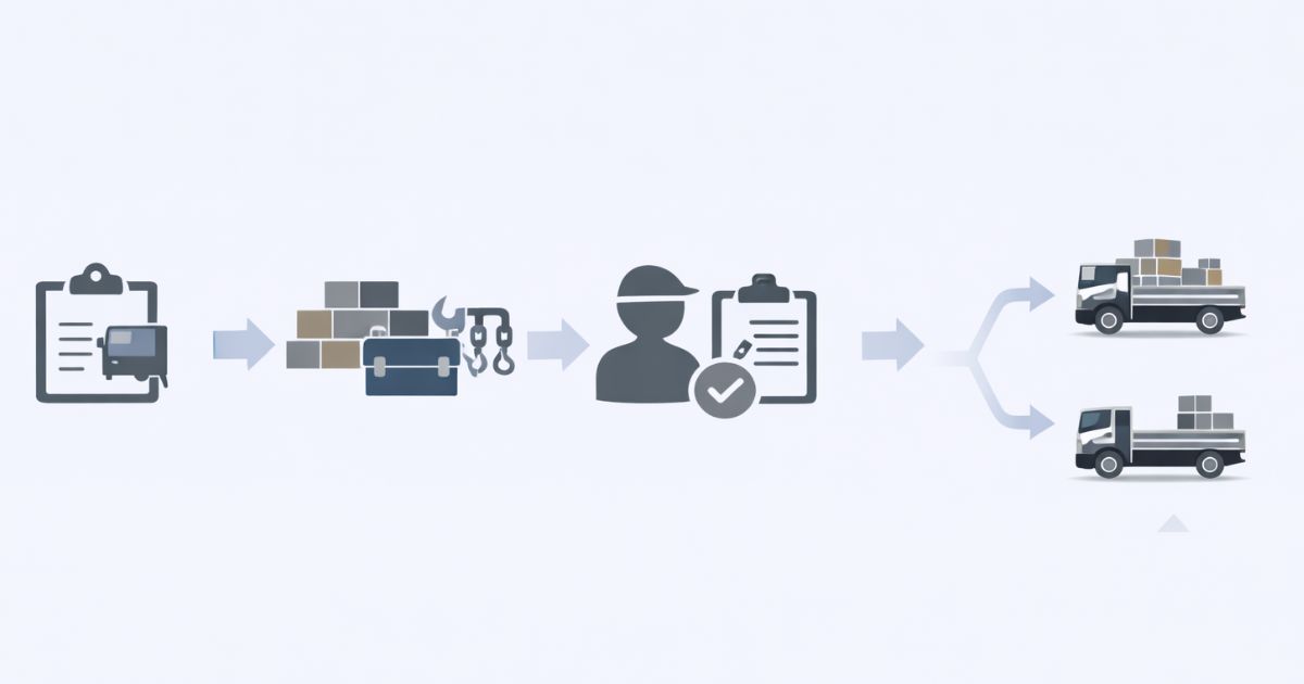 4tユニックの重量確認から運用判断までの流れを示す図解