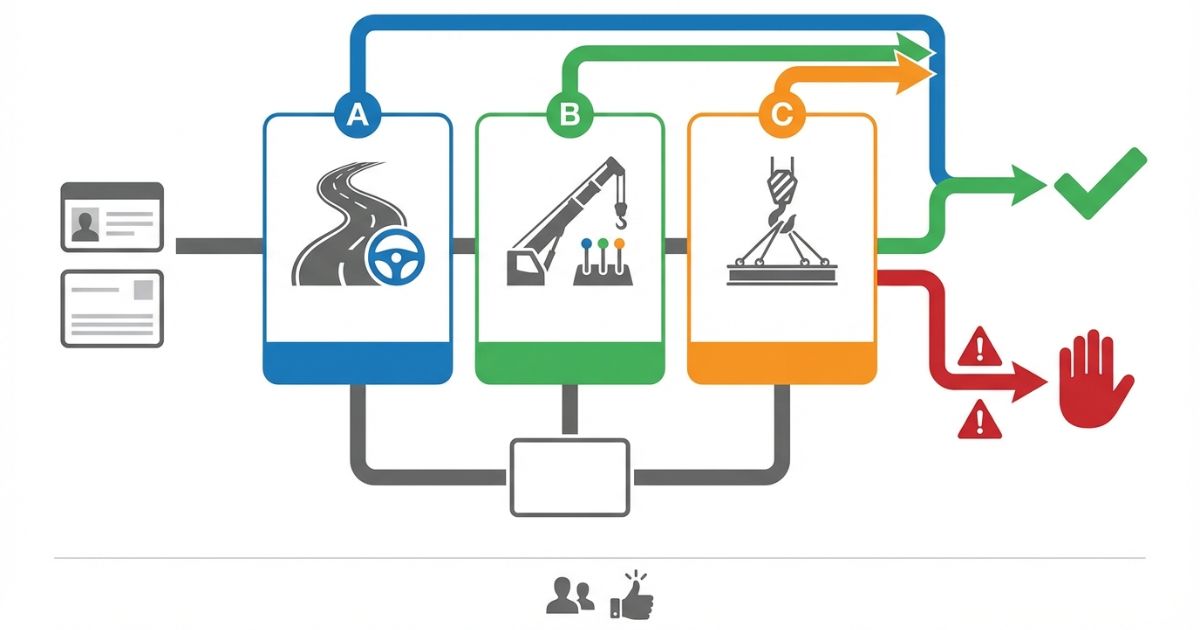 4tユニックの必要資格は操作と玉掛けなど行為ごとに分かれ免許とは別管理で判断する図解