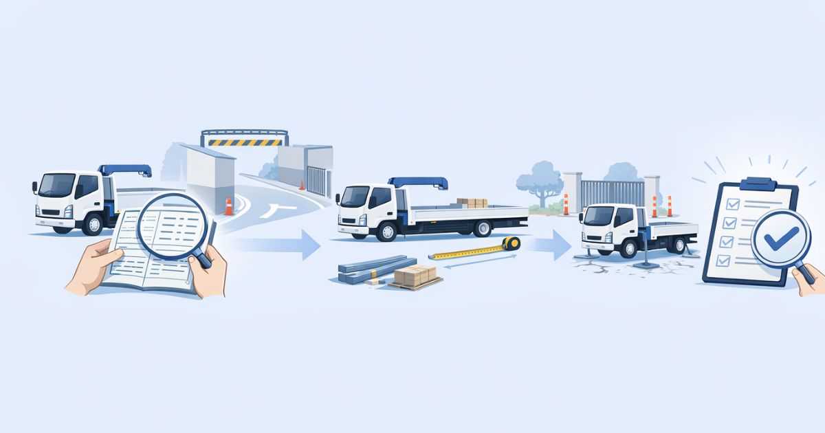 4tユニック手配前の確認手順を示したフロー図