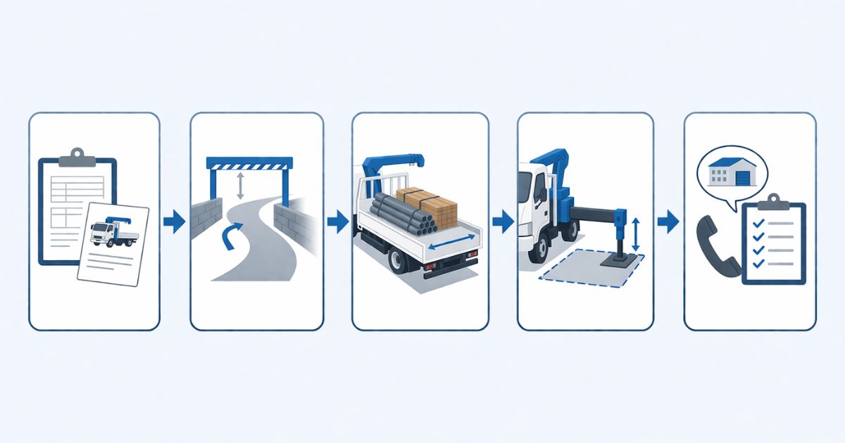 4tユニック手配前の確認手順を示した実務フロー図