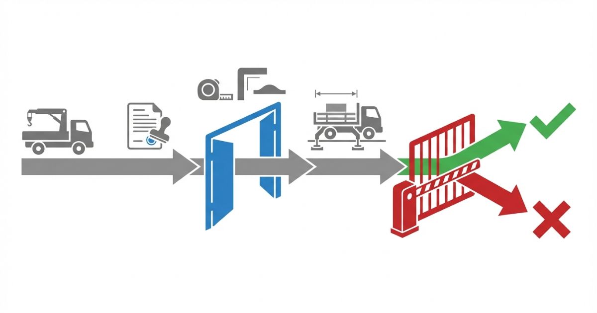 4tユニックの寸法は標準目安ではなく車検証実寸と作業条件で判断する流れを示す図解