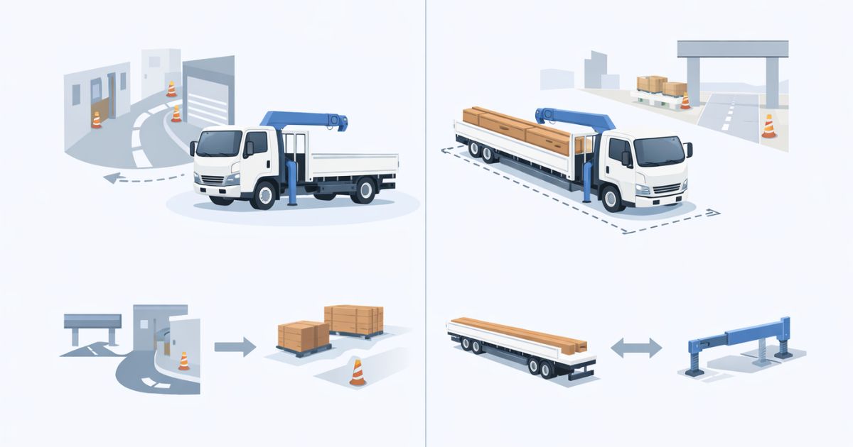 4tユニックの標準車とロング車の違いを比較した図解