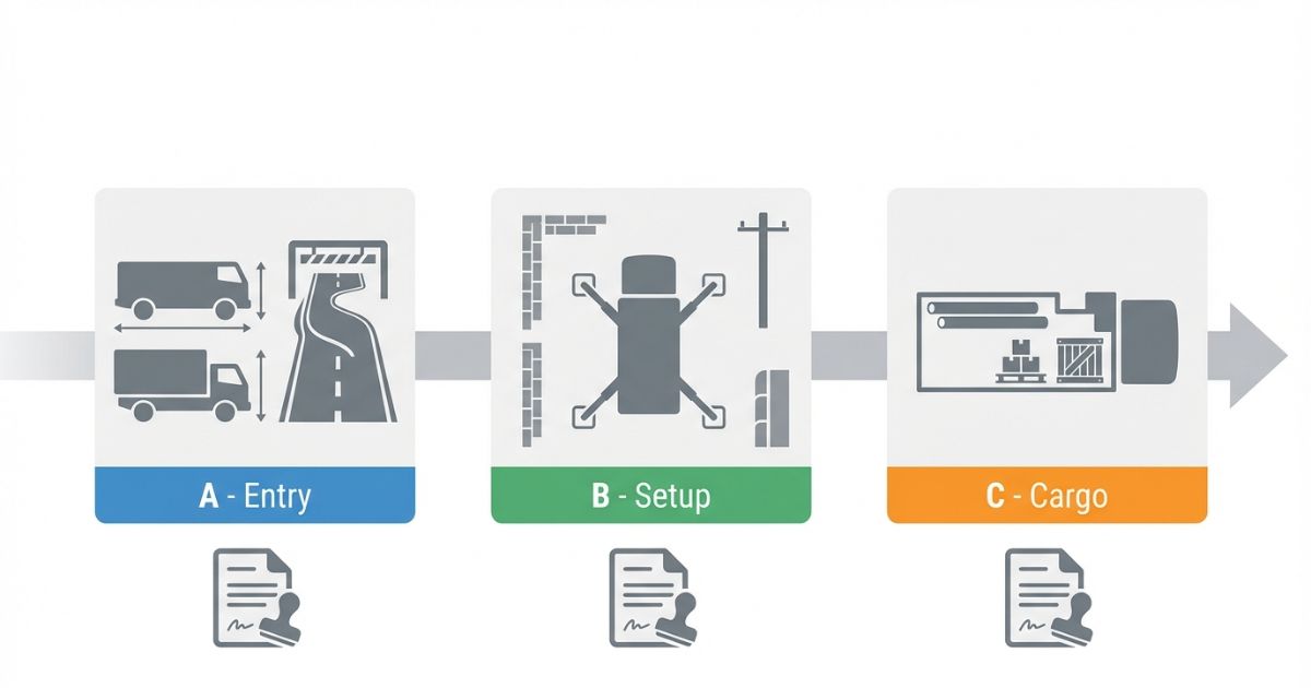 4tユニックの寸法図で進入と設置と荷台を順番に確認する判断軸を整理した図解