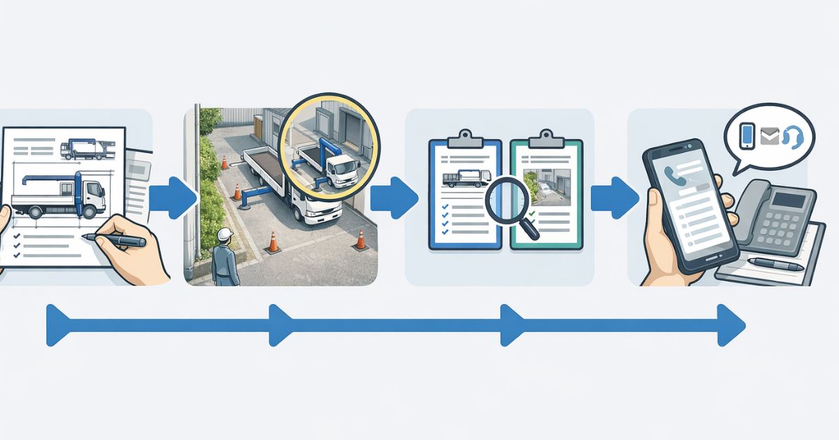 4tユニック手配前の確認手順を整理した実務フロー図
