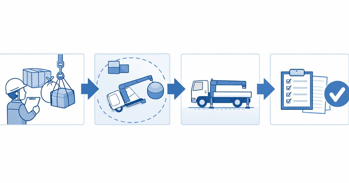 4tユニック手配前の確認手順を示した実務フロー図