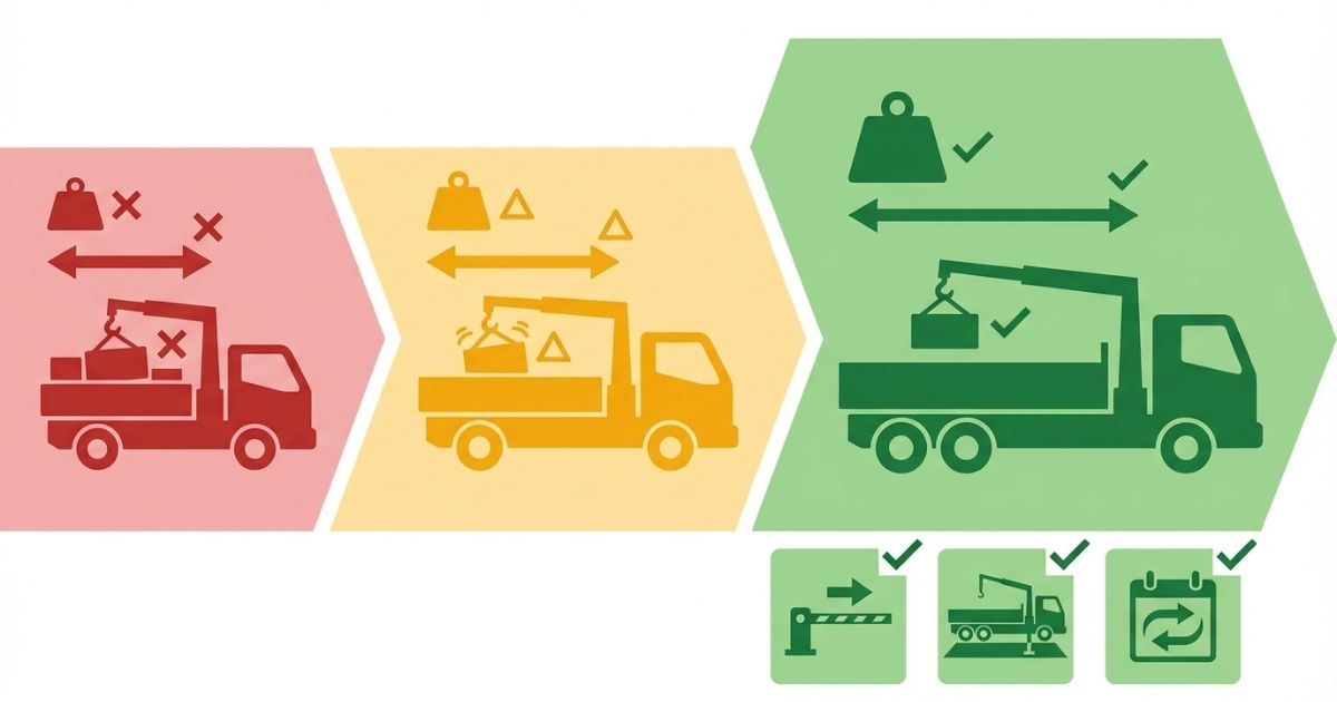 4tユニックが必要になる境界を2t・3tと比較して示す図解