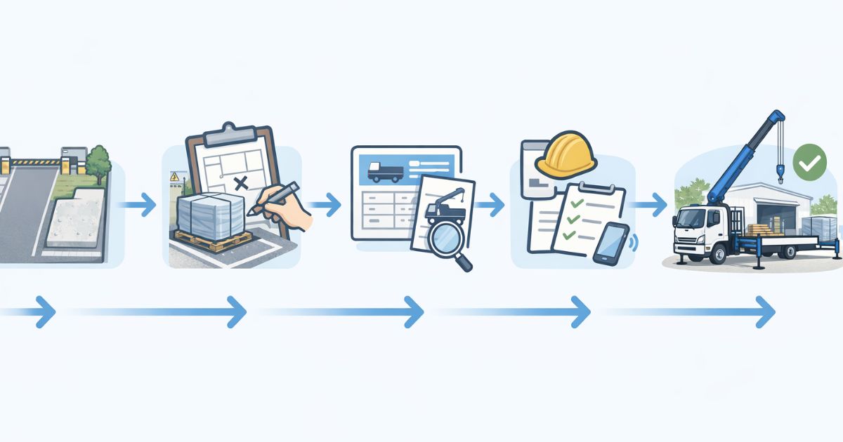4tユニック手配前の確認手順を示した図解