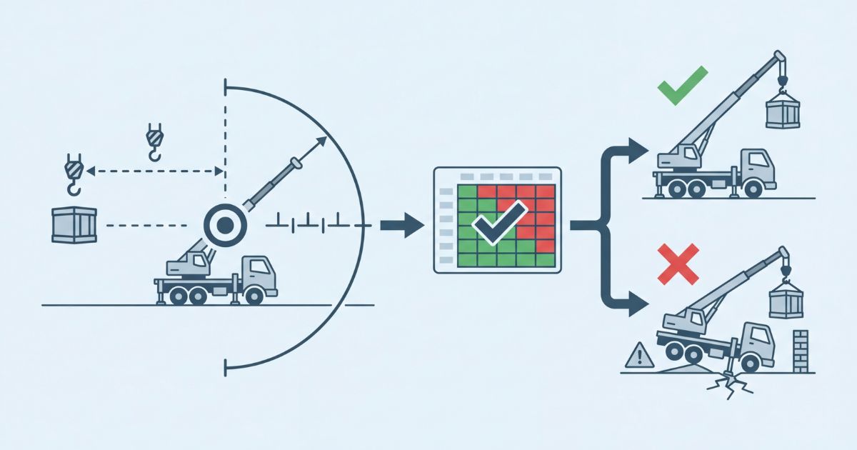4tユニックの吊り上げ可否を判断する流れを示す図解