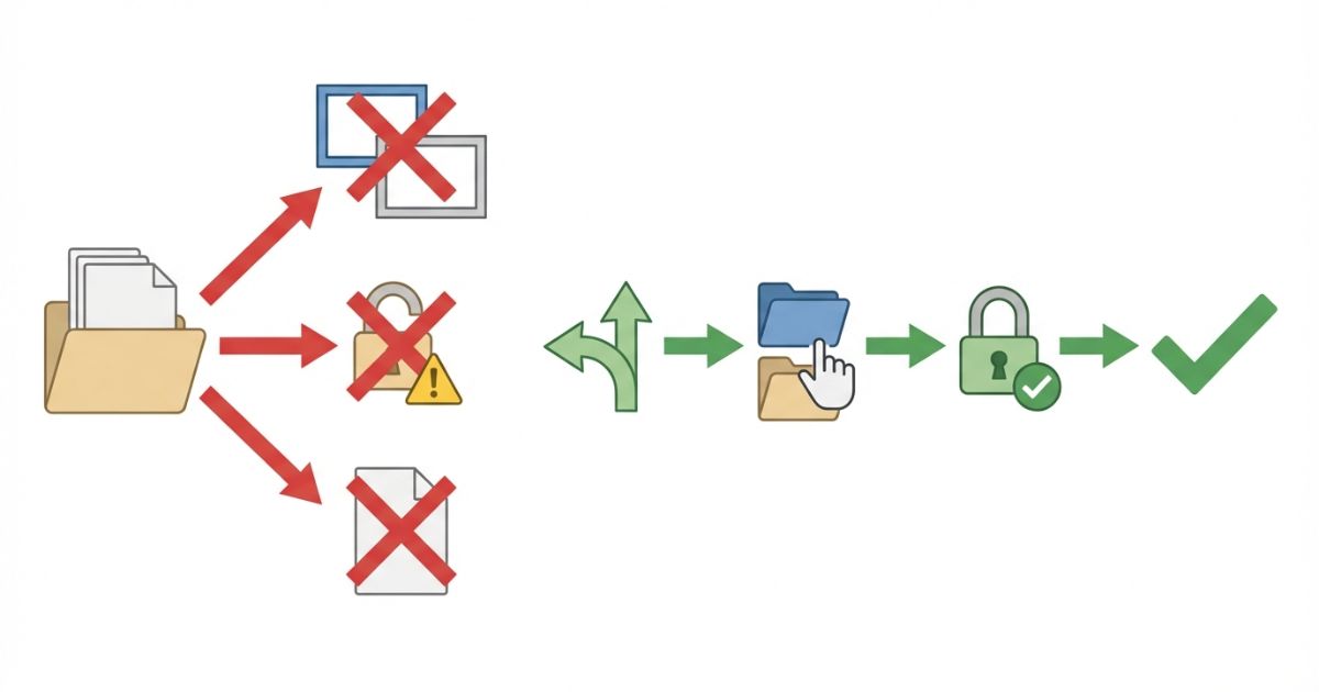  寸法過信と利用条件未確認と根拠用途への流用を避ける分岐と回避策を示す文字なし図解