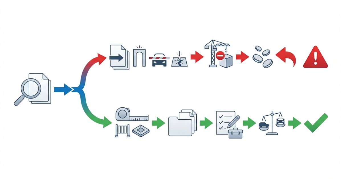 古河ユニックをメーカー名やスペック先行で決めると現場条件と運用が後回しで入れない設置できない保守が回らない失敗になる分岐図解