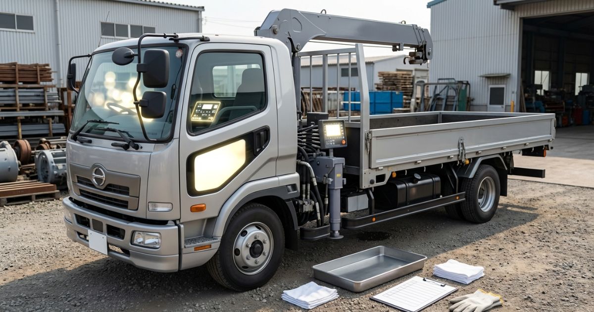 古河ユニックのエラーコード51で油圧まわりと安全装置の点検確認に切り替えた現場イメージ写真