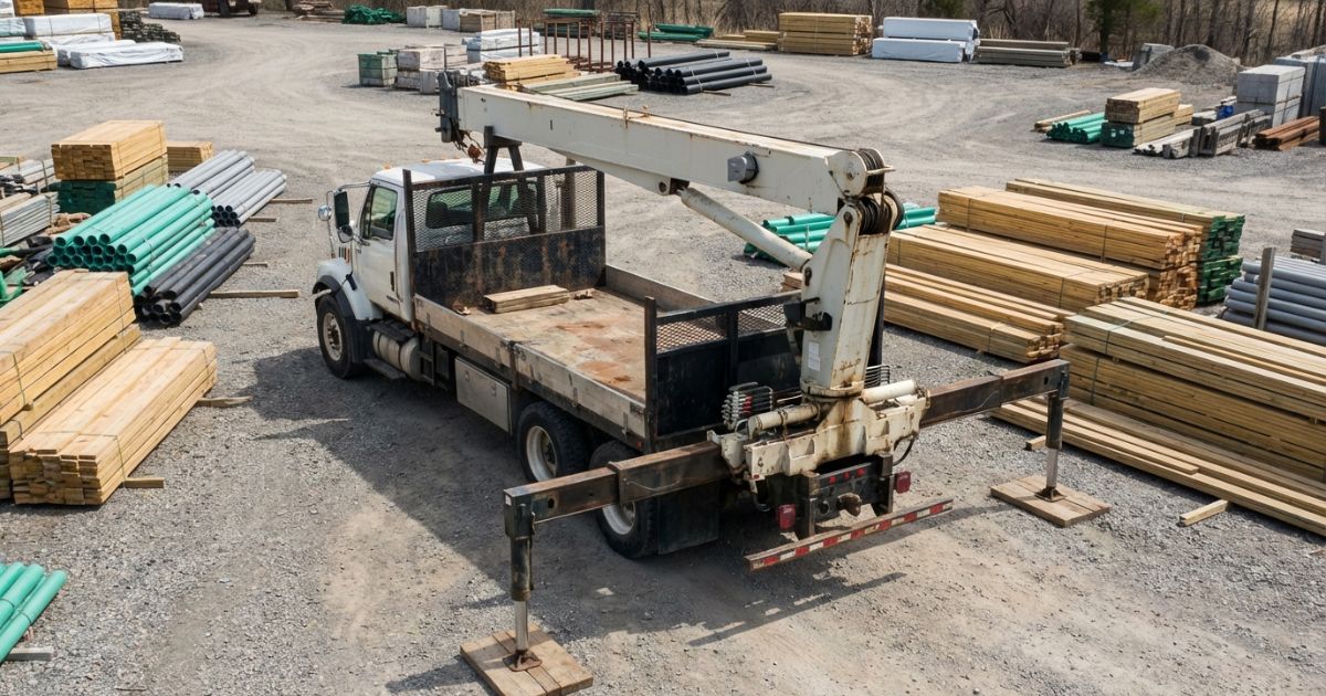 古河ユニックで故障が疑われ作業を停止したクレーン付きトラックの現場イメージ