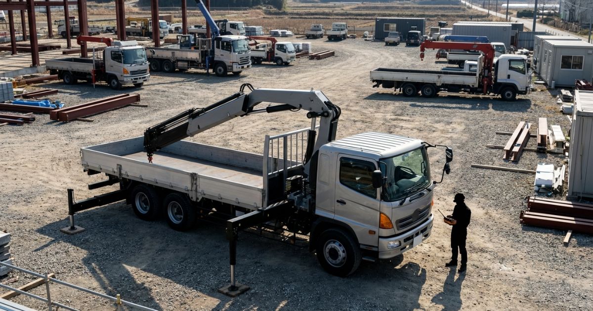 古河ユニックのラジコン混信を疑い周波数設定を確認する前に停止している現場のイメージ