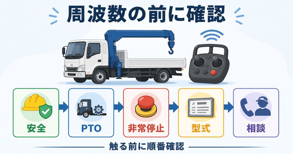 古河ユニックのラジコン周波数を触る前に安全確認から相談までの流れを整理した図解