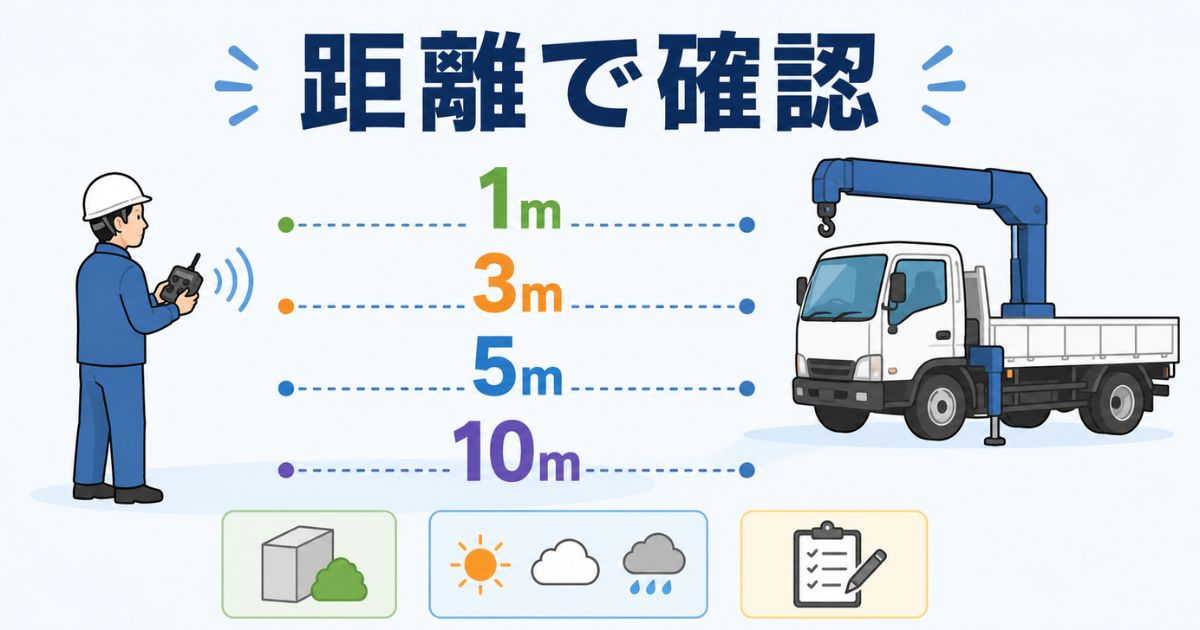 古河ユニックのラジコン通信確認を1m・3m・5m・10mの距離で整理した図解