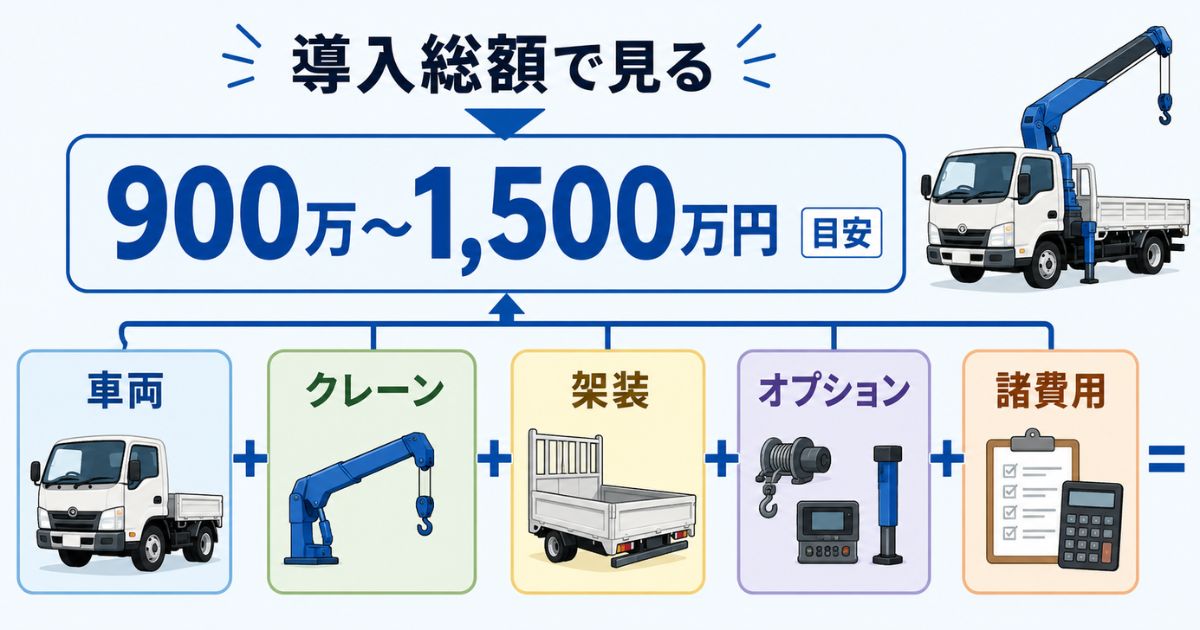 日野4tユニックの新車価格を車両本体・クレーン装置・架装・オプション・諸費用で見る図解