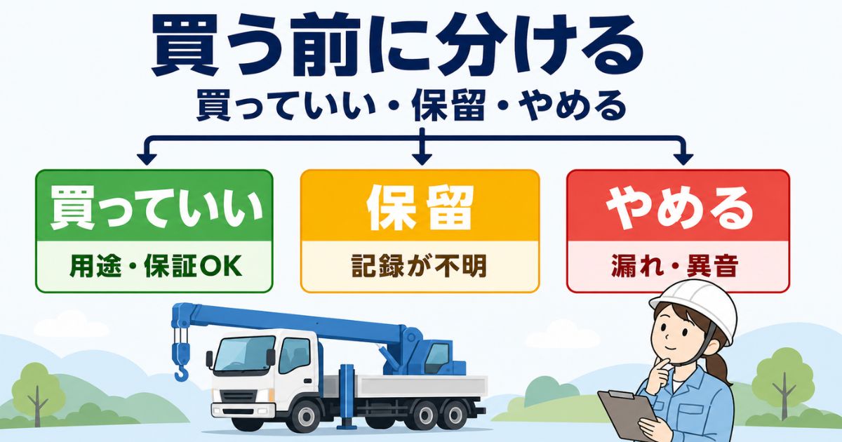 中古の日野ユニックを買っていい条件とやめる条件に分けて判断する図解
