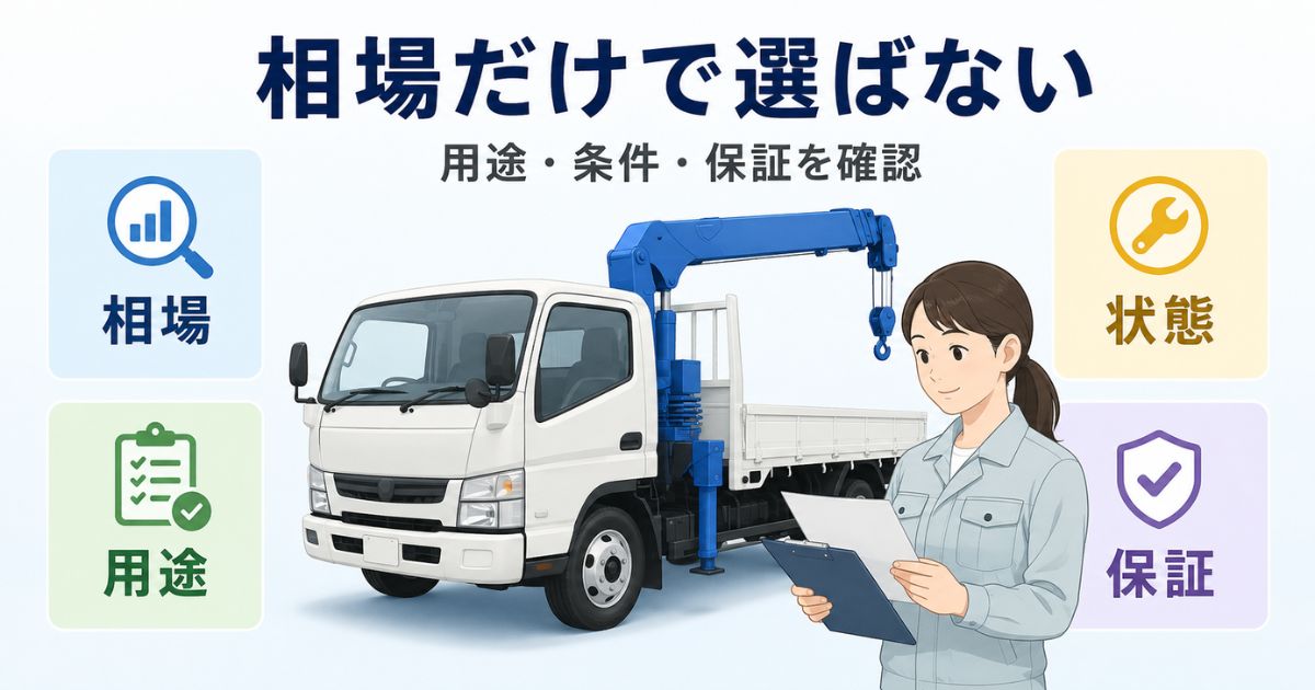 中古の日野ユニック4t・増トンを相場だけでなく用途や車両条件で判断する図解