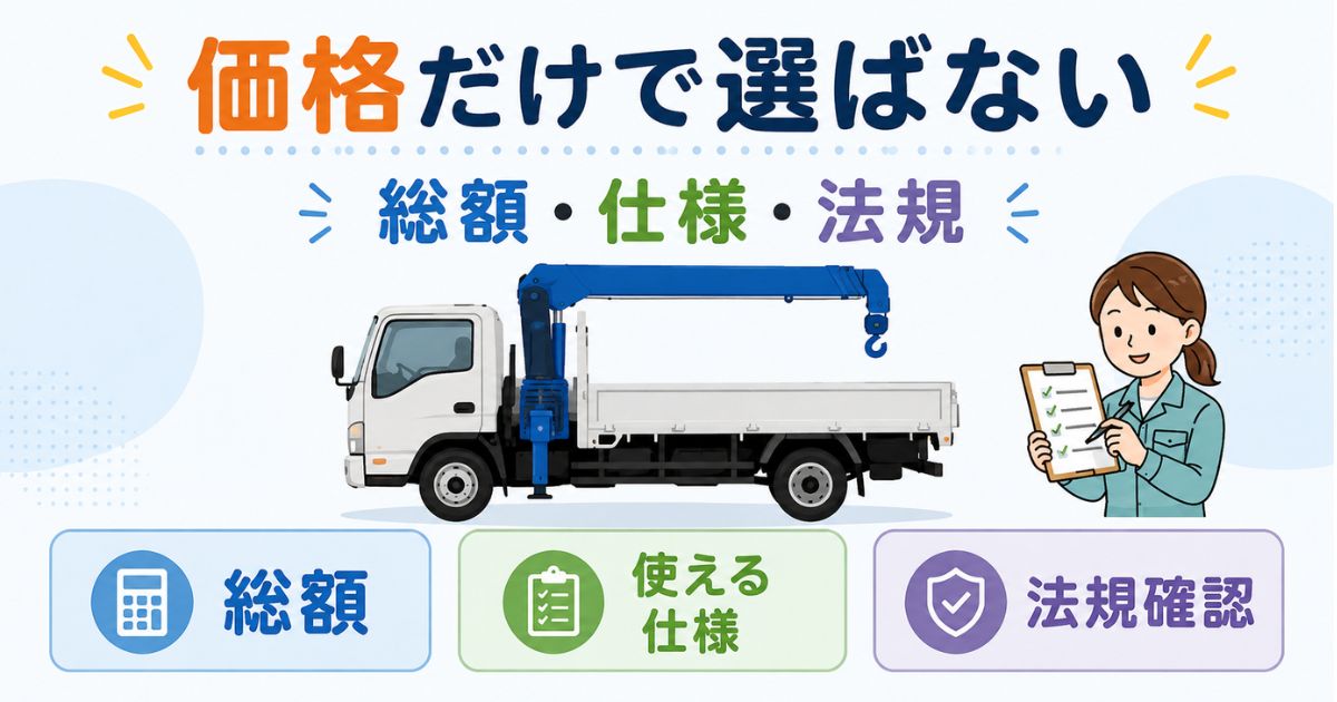 いすゞユニック新車を価格だけでなく総額・仕様・法規で判断する図解