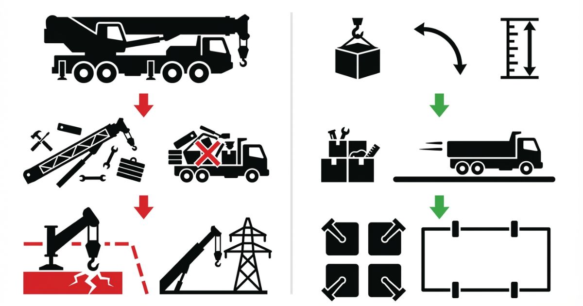  大型用途で起きやすい失敗パターンと回避の順番を対比した図解