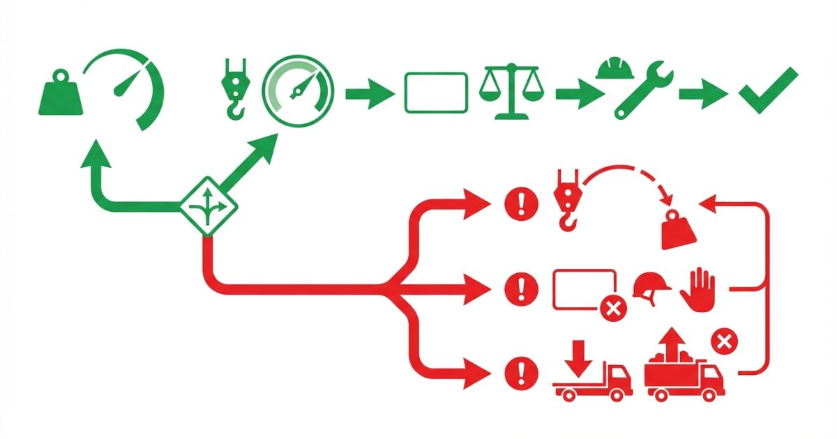 三菱ユニック選定で起きやすいミスマッチの分岐と回避を示す図解