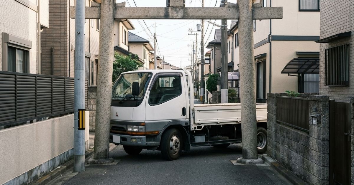 3トントラックの車幅判断（車検証→有効幅→仕様差）を示す図解