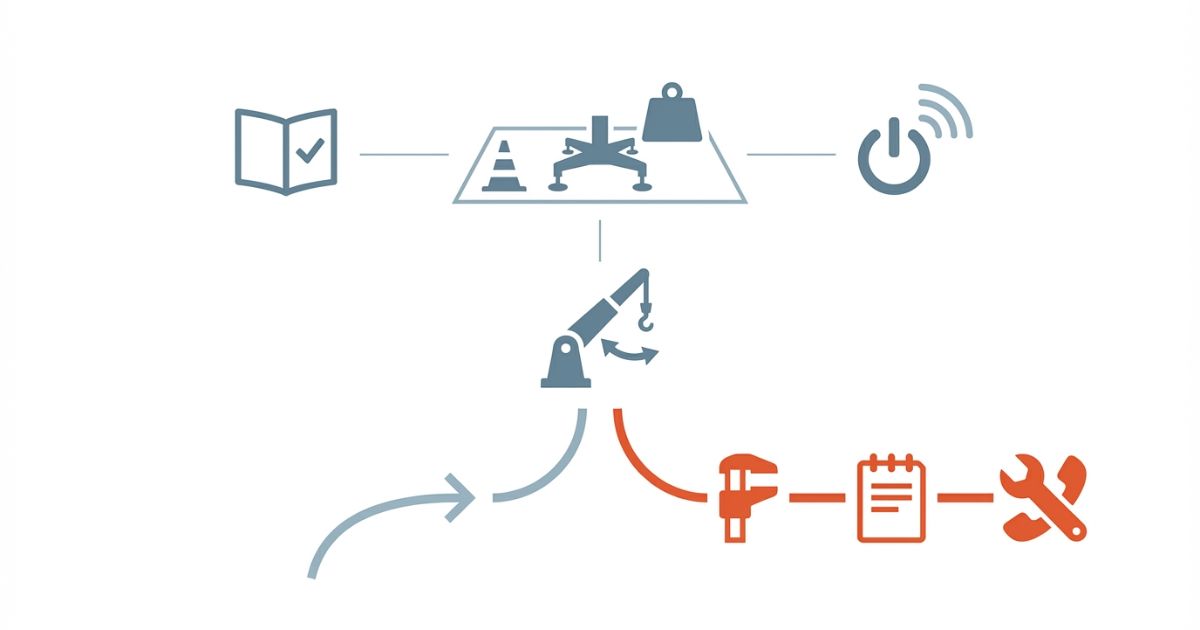 取説照合と安全条件を確認して小さく動作確認してから操作する判断軸の図