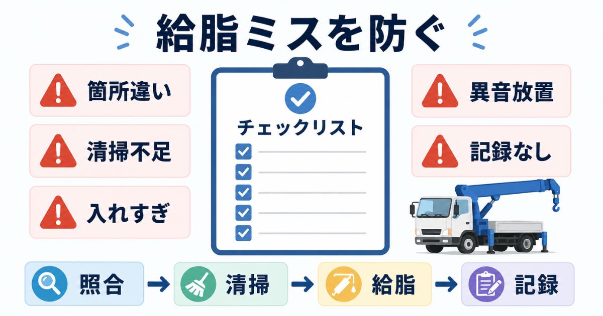 タダノユニックのグリスアップで自社対応と整備業者への依頼を判断する写真風画像